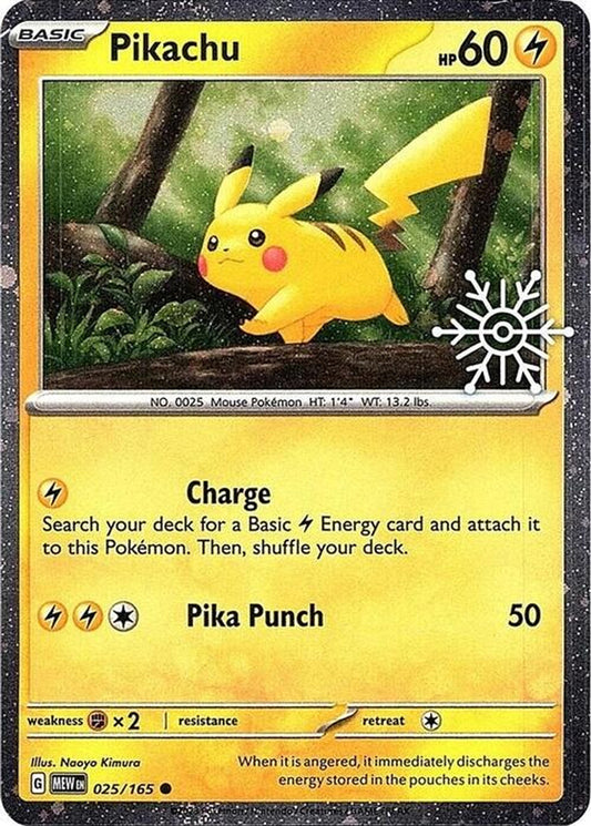 Pikachu - MEW 025/165 - Snowflake Stamped 2025 (Sealed)