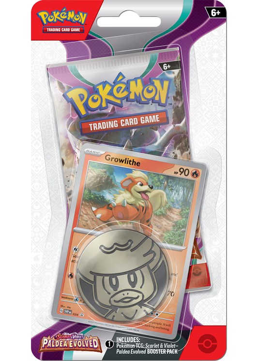 Paldea Evolved 1 Pack Checklane Blister Growlithe